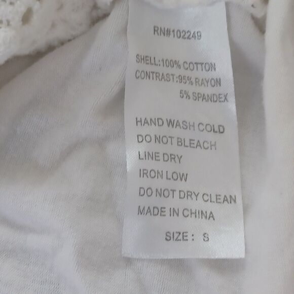 BCNU Small Junior Tank Top White Crochet Lace Floral Boho Festival Coquette READ - Picture 4 of 6